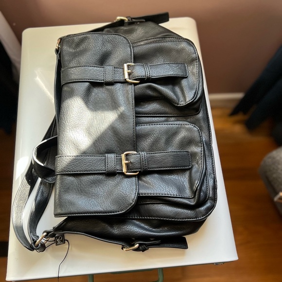 MMS Large Crossbody Messenger Bag with Gold Accents - Picture 2 of 11